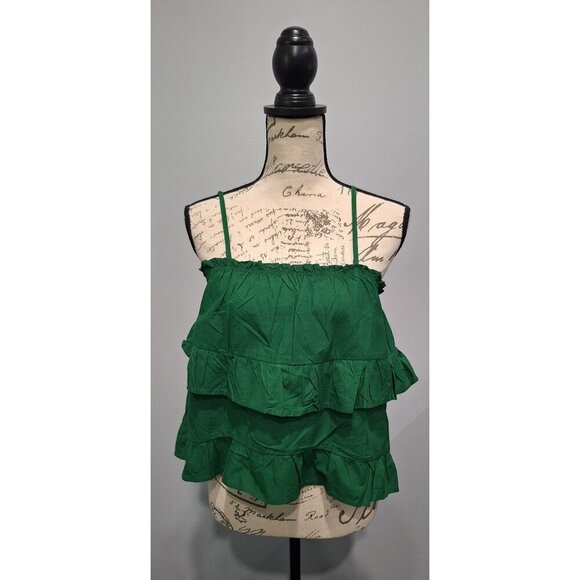 NWT HT360 Collective Green Ruffled Spaghetti Strap Camisole/Size S - Picture 1 of 9